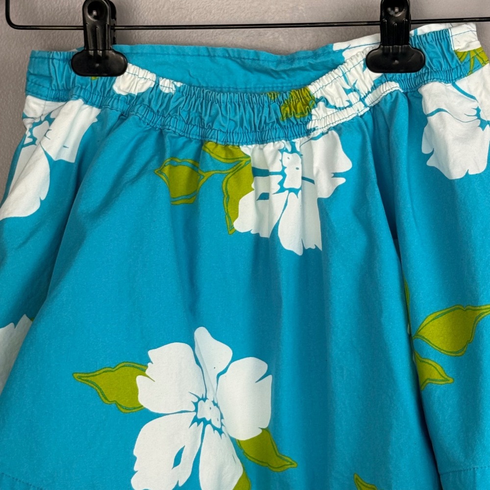 Hollister Skirt Women Small Blue Cotton Floral Tropical Hibiscus Mini Skater - Picture 5 of 11
